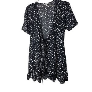 EUC Cotton Candy LA Black Star Print Wrap Dress Medium